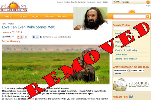 Sri Sri Ravi Shankar quickly removes Story about having Mobile-Charging-Powers - 19 Feb 13