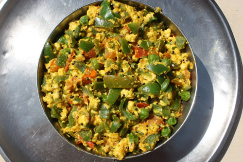 Matar Paneer Shimla Mirch - Indian Cheese with Bell Pepper and Green Peas - 8 Mar 14
